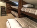 Loft with queen bed and three twin bunks